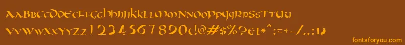Oncial Font – Orange Fonts on Brown Background