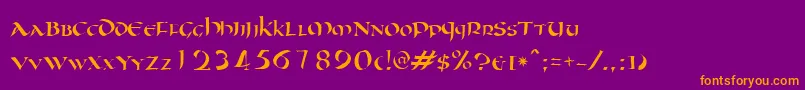 Oncial Font – Orange Fonts on Purple Background
