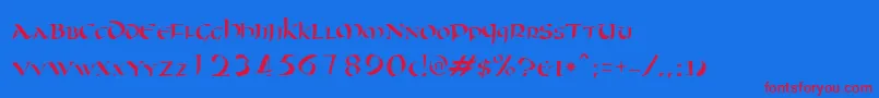 Oncial Font – Red Fonts on Blue Background