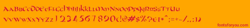 Oncial Font – Red Fonts on Orange Background