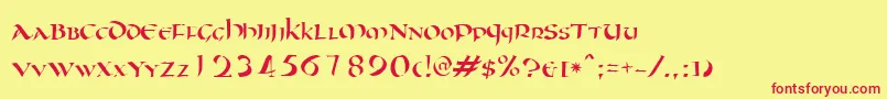 Oncial Font – Red Fonts on Yellow Background
