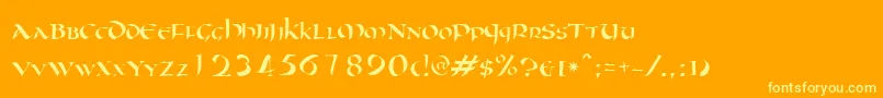 Oncial Font – Yellow Fonts on Orange Background