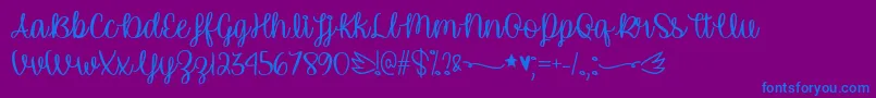 フォントUnicornCalligraphyTtf – 紫色の背景に青い文字