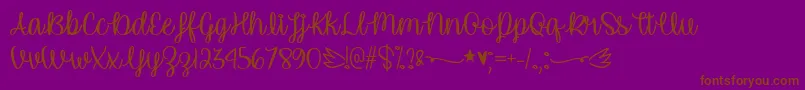 UnicornCalligraphyTtf-Schriftart – Braune Schriften auf violettem Hintergrund