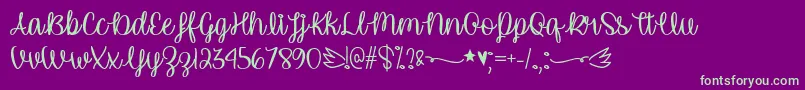 フォントUnicornCalligraphyTtf – 紫の背景に緑のフォント