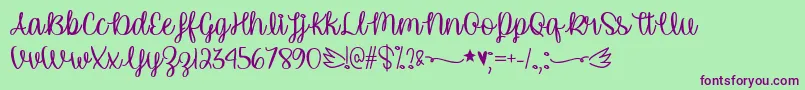 UnicornCalligraphyTtf Font – Purple Fonts on Green Background