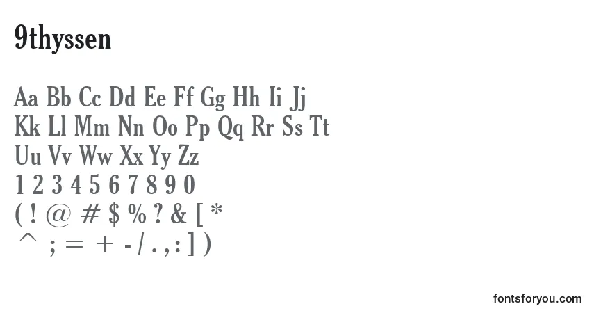 A fonte 9thyssen – alfabeto, números, caracteres especiais