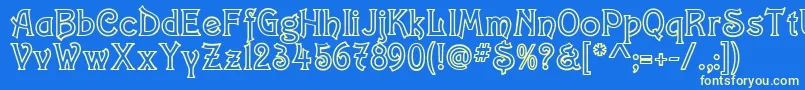 ConstaciaModernDeco Font – Yellow Fonts on Blue Background