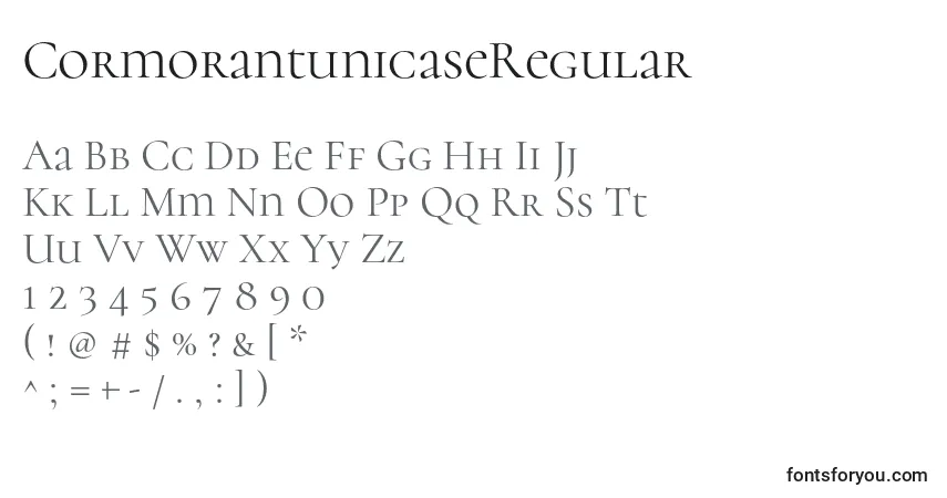 A fonte CormorantunicaseRegular – alfabeto, números, caracteres especiais