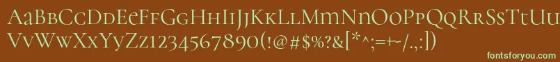 CormorantunicaseRegular Font – Green Fonts on Brown Background