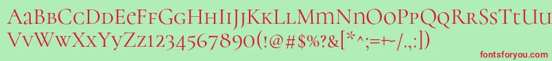 CormorantunicaseRegular Font – Red Fonts on Green Background