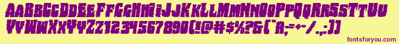 Bogbeastexpandital Font – Purple Fonts on Yellow Background