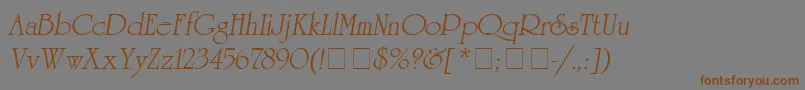 Weitere Informationen zur AgreverenceObliqueMedium-Schriftart AgreverenceObliqueMedium-Schriftart – Braune Schriften auf grauem Hintergrund