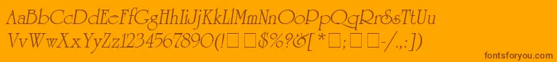 AgreverenceObliqueMedium-Schriftart – Braune Schriften auf orangefarbenem Hintergrund