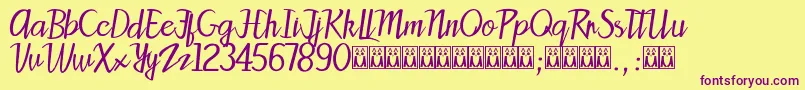 Patty Font – Purple Fonts on Yellow Background