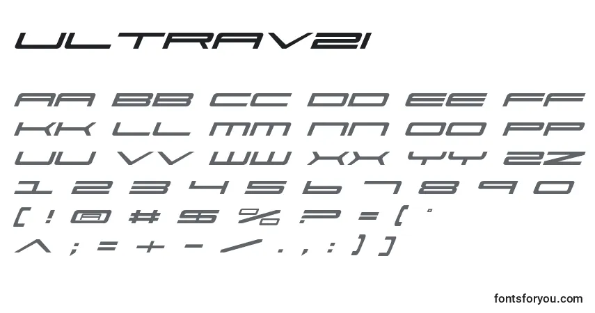 Schriftart Ultrav2i – Alphabet, Zahlen, spezielle Symbole