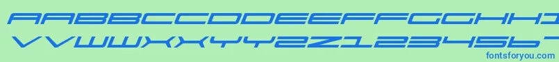 Ultrav2i-Schriftart – Blaue Schriften auf grünem Hintergrund