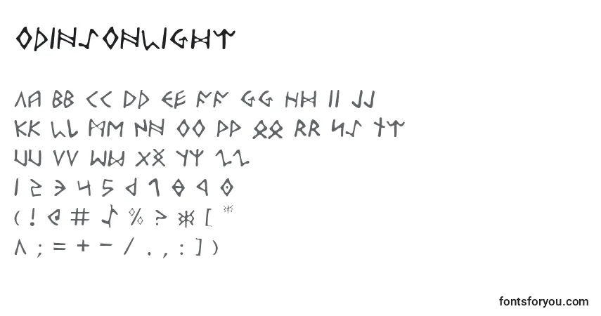 Czcionka OdinsonLight – alfabet, cyfry, specjalne znaki