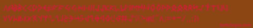 フォントOdinsonLight – 赤い文字が茶色の背景にあります。