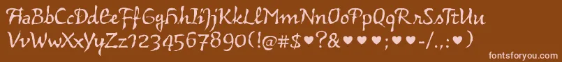 Czcionka VidokfyRegularXs – różowe czcionki na brązowym tle