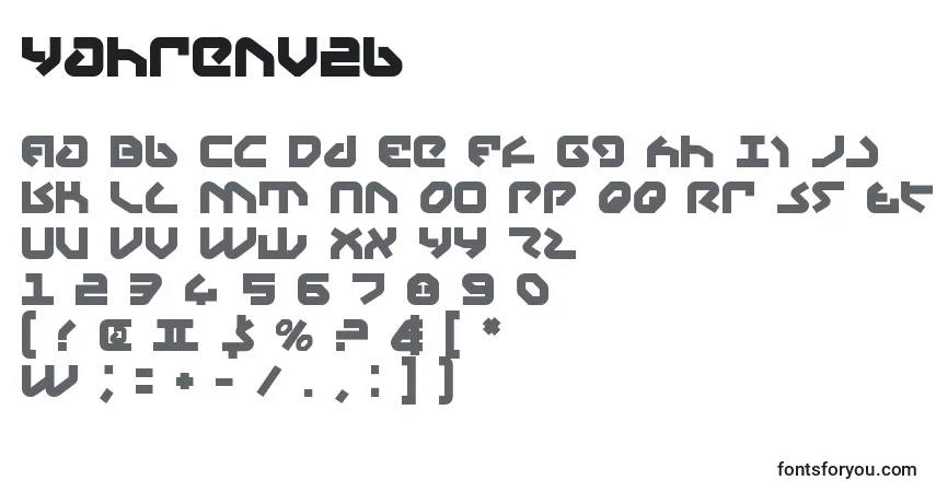 Yahrenv2b-fontti – aakkoset, numerot, erikoismerkit