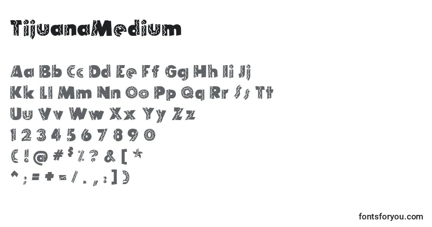 TijuanaMediumフォント–アルファベット、数字、特殊文字