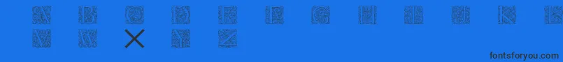 Torynitialen-Schriftart – Schwarze Schriften auf blauem Hintergrund