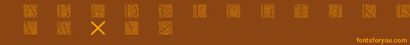 Torynitialen-Schriftart – Orangefarbene Schriften auf braunem Hintergrund