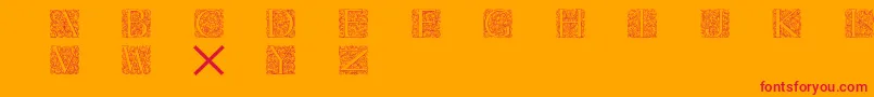 Torynitialen-Schriftart – Rote Schriften auf orangefarbenem Hintergrund