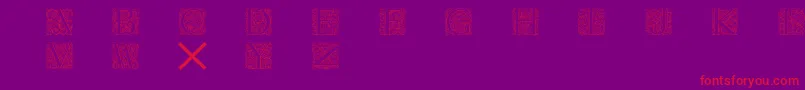 Torynitialen-Schriftart – Rote Schriften auf violettem Hintergrund