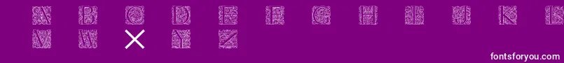 Fonte Torynitialen – fontes brancas em um fundo violeta