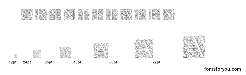 Torynitialen Font Sizes