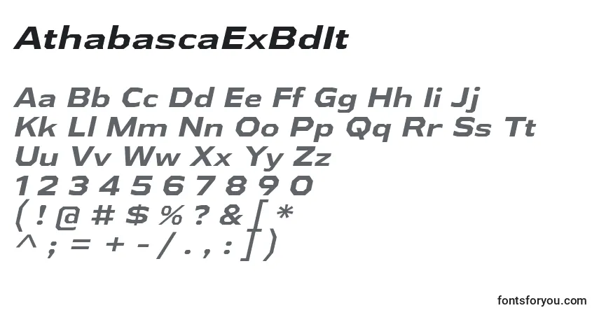 A fonte AthabascaExBdIt – alfabeto, números, caracteres especiais