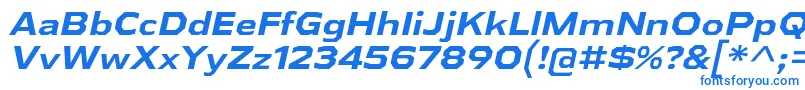 フォントAthabascaExBdIt – 白い背景に青い文字