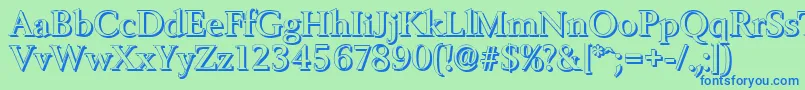 Fonte BelfastshadowMediumRegular – fontes azuis em um fundo verde