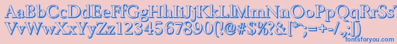 Fonte BelfastshadowMediumRegular – fontes azuis em um fundo rosa