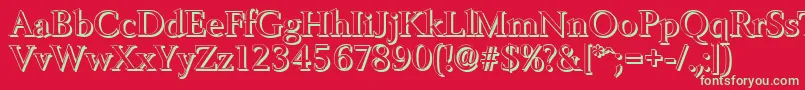 フォントBelfastshadowMediumRegular – 赤い背景に緑の文字