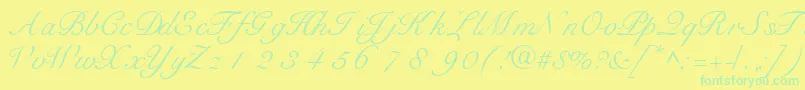 TangoscriptsskRegular Font – Green Fonts on Yellow Background