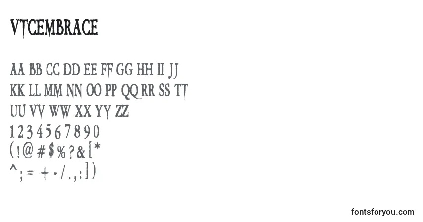 Шрифт VtcEmbrace – алфавит, цифры, специальные символы