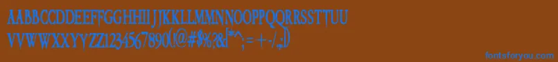 VtcEmbrace Font – Blue Fonts on Brown Background