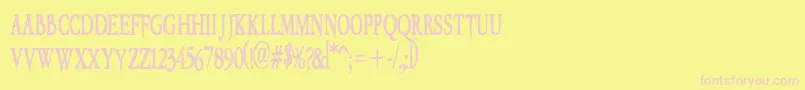 VtcEmbrace-fontti – vaaleanpunaiset fontit keltaisella taustalla