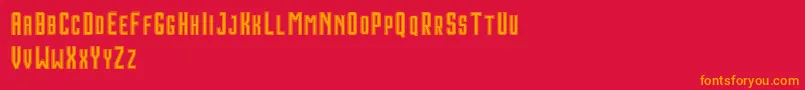 HoustonDoubleDemo-Schriftart – Orangefarbene Schriften auf rotem Hintergrund