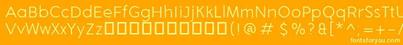 Fonte ArongrotesqueLight – fontes amarelas em um fundo laranja