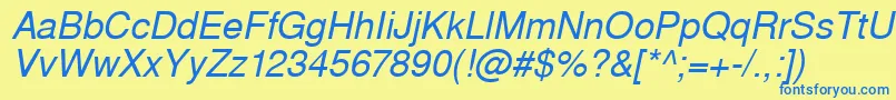 WestsanssskItalic Font – Blue Fonts on Yellow Background