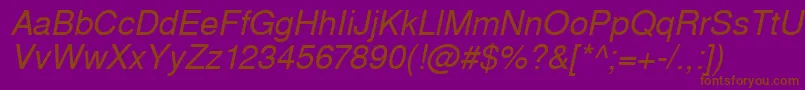 WestsanssskItalic Font – Brown Fonts on Purple Background