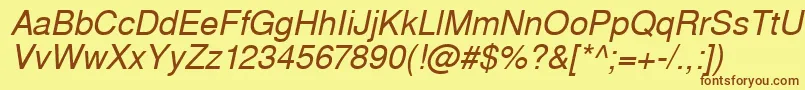 WestsanssskItalic Font – Brown Fonts on Yellow Background