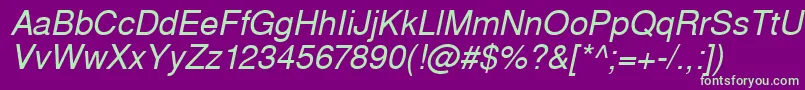 WestsanssskItalic Font – Green Fonts on Purple Background