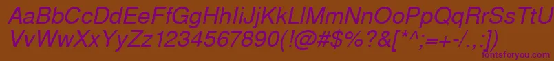 WestsanssskItalic Font – Purple Fonts on Brown Background
