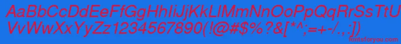 WestsanssskItalic Font – Red Fonts on Blue Background