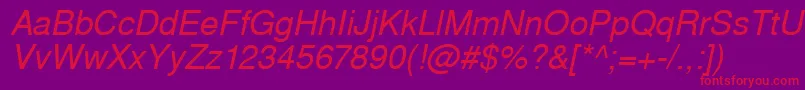 WestsanssskItalic Font – Red Fonts on Purple Background